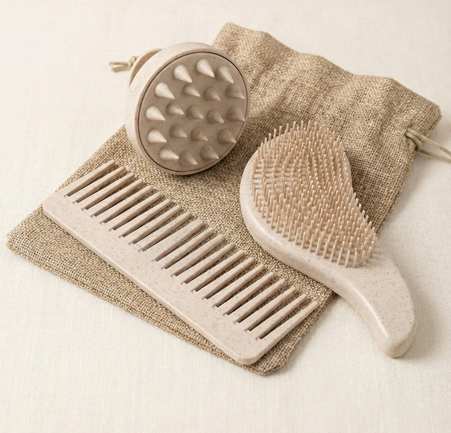 3-Piece Wheat Straw Hair & Scalp Care Set